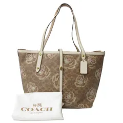 良品 COACH コーチ フラワー ターンロック シグネチャー ローズプリント マーケット トートバッグ 31700 ベージュ レディース 古着 中古 USED