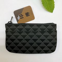 甲州印伝 小銭入れ 【網代格子柄 黒×グレー漆】鹿革 印傳屋 父の日ギフト 新品 甲州印伝 小銭入れ【網代格子 黒×グレー】鹿革 小物入れ 父の日 入学祝