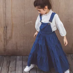 子ども服 ワンピース サロペット デニム ジャンパースカート オーバーオール ドレス 綿100 ロングワンピース キッズ 女の子 可愛い 入学式 卒業式 通学 普段着