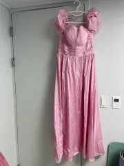 送料込み)ピンク シャーリング ロング ドレス