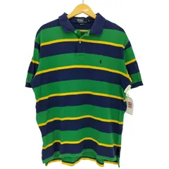 ポロバイラルフローレン Polo by RALPH LAUREN 90s~00s マルチボーダー ポニー刺繍 半袖ポロシャツ メンズ import：XL 