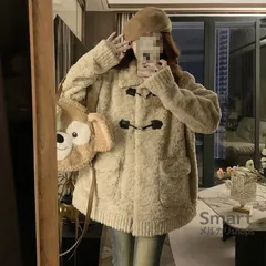 ボアコート レディース 厚手 保温 ゆったり 体型カバー 冬 もこもこ アウター M251217-2