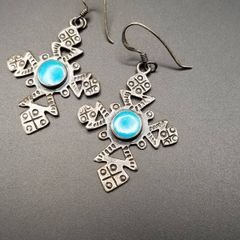 メキシコ　ピアス　アステカデザイン　ターコイズ　　 ヴィンテージ メキシコ ピアス アステカデザイン ターコイズ ヴィンテージ - メルカリ