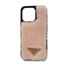 PRADA(プラダ) 携帯電話ケース美品  - 1ZH149 ピンク×黒 iPhoneケース/iPhone13Pro ファーのサムネイル
