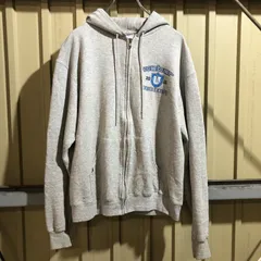 1196 Champion ジップアップパーカー グレー M チャンピオン スウェット ワンポイント プリントロゴ フルジップ 古着卸 アメリカ仕入