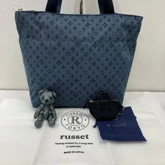 7580　Daily russet　デイリーラシット　 トートバッグ　モノグラム　総柄　 ブルー系　青　くまチャーム　 ベアチャーム付き　バッグチャーム付き　 保存袋付き　レディースのサムネイル