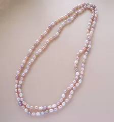 マルチカラー・2連3連淡水パール真珠・ロングネックレス