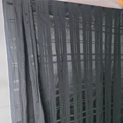 23【タグ付き・新品・定価5.7万円・そごう購入】麻 生地 布 ブラック 99✕350 大きめ アンティーク  Vintage 古布 ストライプ 透け感 80s 90s 骨董 布 リメイク 手作り ファブリック インテリア プリント 昭和 レトロ 格子