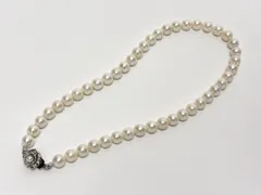 M50  【テリ強＆美品】　あこや真珠　パールネックレス  8.5-9.0ｍｍ SV刻印　＃鑑別書付き＃大珠