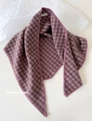 チェック×カラーベルト 三角スカーフ