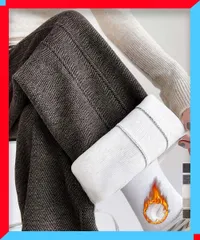 新品 レディース ヘリンボーン柄 ワイドパンツ 裏起毛パンツ 美脚 体型カバー 韓国風 長ズボン 保温 暖か 快適パンツ【送料無料】