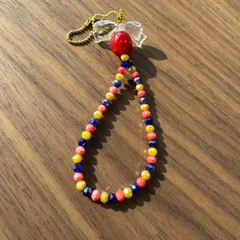 ビーズキーホルダー（リボン）PINK