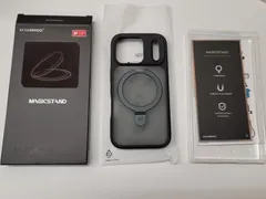 ★CASEKOO for iPhone 17 Pro ケース【米軍MIL規格 耐衝撃／MagSafe対応】【カメラモジュール強化保護】隠しスタンド 縦横立て対応 25W 「MagicStand」for いphone17pro ケース 6.3 （ブラック）