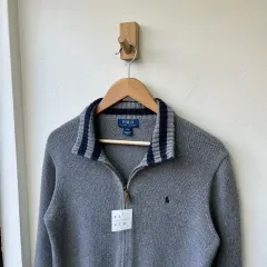 15573 - ポロラルフローレン グレー ニット ジップアップ