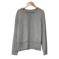 美品 Leilian レリアン ビジュー ラメ ケーブルニットセーター 大きいサイズ 13+ グレー レディース 古着 中古 USED