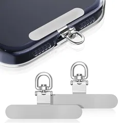 COCASES スマホストラップ ストラップホルダー 2個入り極薄0.2mm・360°回転式・浮きにくい設計 タグパッチ ステンレス鋼 頑丈 スマホショルダー 落下防止 携帯ストラップ 全機種対応 (シルバー,  通用)