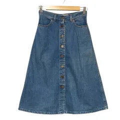 美品 STELLA McCARTNEY ステラマッカートニー フロントボタン ミモレ丈 Aライン デニムスカート サイズ26 ライトブルー レディース 古着 中古 USED