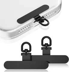 COCASES スマホストラップ ストラップホルダー 2個入り極薄0.2mm・360°回転式・浮きにくい設計 タグパッチ ステンレス鋼 頑丈 スマホショルダー 落下防止 携帯ストラップ 全機種対応 (ブラック,  通用)