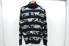 中古 メンズ パーリーゲイツ PEARLY GATES セーター 5(L) 黒 ブラック 長袖タートルネックニット  カモフラ