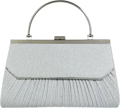 HARGIO(ハルジオ) パーティーバッグ 結婚式 バック ハンドバッグ ショルダーバッグ クラッチバッグ レディース チェーン フォーマル オケージョン ドレス ゲスト お呼ばれ 披露宴 (シルバー,  26cm x 15cm x 5cm)