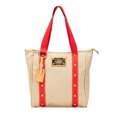 ルイ ヴィトン アンティグア カバMM トートバッグ ショルダーバッグ M40035 レッド ベージュ キャンバス レザー レディース LOUIS VUITTON【234-10974】