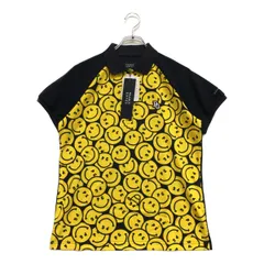 未使用品 レディース パーリーゲイツ PEARLY GATES 半袖ポロシャツ 2(L) 紺 黄 ニコちゃん PGスマイル