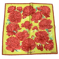 HERMES Les Pivoines シルクスカーフ ブルー - メルカリ