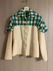 グリーン チェック ツイード ジャケット