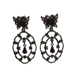 ANNA SUI(アナスイ) ピアス - 黒×パープル×マルチ バタフライ(蝶)