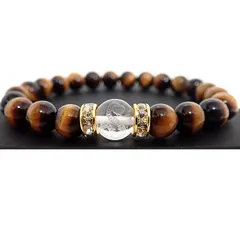 ★実(巳)を結ぶ白蛇の大金運祈願ブレスレット【天然水晶１０ｍｍ珠、タイガーアイ８ｍｍ珠】 ※ＬＬサイズ：内径約１９～２０ｃｍ選択可能 実を結ぶ 白蛇 2025年 開運 祈願 巳年 蛇年 干支 パワーストーン 天然石 クリスタル 虎目石 金運 商売運 ブレスレッ