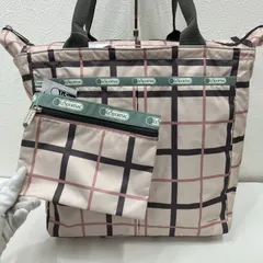 7583　美品　LeSportsac　レスポートサック　 トートバッグ　エブリガールトート　 チェック　ピンク　ベージュ　ブラウン　 ナイロン　軽量　ポーチ付き　タグ付き　 レディース