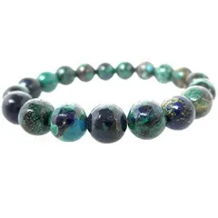 ★アジュライト＆クリソコラ ブレスレット２個セット【高級１０ｍｍ珠】（アズライト、藍銅鉱、Azurite、珪孔雀石、Chrysocolla） パワーストーン ブレスレット 天然石 ブレスレット 直感力祈願 霊的能力祈願 未来予知祈願ヒーリング祈願