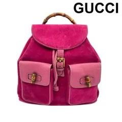 ● グッチ GUCCI リュック バンブー ヴィンテージ オールド 003・2058・0016 ピンク スウェード レディース S5Y456