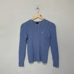 ポロ ラルフローレン ヴィンテージ ケーブル編み ニット セーター ライトブルー S クロップド