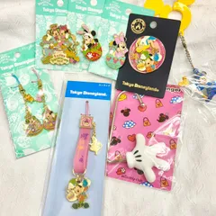 281 ディズニーランド 8点まとめ ピンバッジ ストラップ 2010 イースター 27周年 アニバーサリー