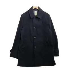 BACK NUMBER ネイビー ウールコート L メンズ ウール Single ハーフコート