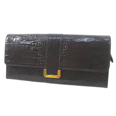 コムサデモード COMME CA DU MODE クロコ型押し牛革 小銭入れ付き 長財布 ダークブラウン系 レザーのサムネイル