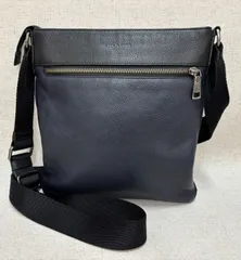 COACH　コーチ　ショルダーバッグ　レザー　肩掛け　収納多　ネイビー　ブラック