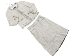 23区 シルク混 ノーカラージャケット スカート セットアップ size32/グレー ■■ レディース