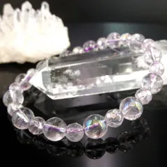 ★Ｗラベンダーアメジストオーラブレスレット【８ｍｍ珠、ミラーボールカット６ｍｍ】※ＬＬサイズ：内径約１９〜２０ｃｍ選択可能 （Lavender Amethyst Aura）パワーストーン ブレスレット 天然石 ブレスレット 金運祈願 癒し祈願 ブレスレット