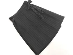 KUMIKYOKU 組曲 ウール混 ストライプ 巻き ラップ スカート size2/黒 ◇■ レディース