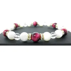 ★ピンクタイガーアイ＆マザーオブパールブレスレット※ＬＬサイズ：内径約１９〜２０ｃｍ選択可能【ピンクタイガーアイ８ｍｍ珠、マザーオブパール８ｍｍ珠、アイスローズクォーツミラーボールカット６ｍｍ】 パワーストーン 天然石 ブレスレット