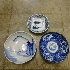 骨董 小皿 なます皿 まとめ売り 3枚 M-00582 / 赤絵 印判皿 染付皿 和皿 伊万里焼 有田焼 古道具 アソート まとめて
