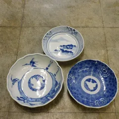 伊万里焼　なます皿　4枚セット 伊万里焼 なます皿 赤絵 青・緑花籠、獅子 明治時代 | Antique Nanae