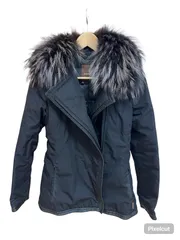 RE340 MONCLER  モンクレール　ダウンジャケット　レザー　ファー　ブラック　レディース　サイズ0