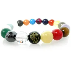 ★アマビエでうまく１９(いく)ブレスレット※ＬＬサイズ：内径約１９〜２０ｃｍ選択可能【アマビエの金彫りブラックオニキス１０ｍｍ珠、１９種の高級１０ｍｍ珠】◎疫病退散祈願 あまびえ アマビエ グッズ アマビエ チャーム お守り 妖怪 グッズ