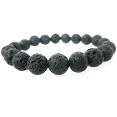 ★ラヴァストーンブレスレット【天然１０ｍｍ珠】※ＬＬサイズ：内径約１９〜２０ｃｍ選択可能（溶岩、ラバストーン、Lavastone） パワーストーン ブレスレット 天然石 ブレスレット 運命好転祈願 勝負運祈願 恋愛運祈願 結婚運祈願 癒し祈願