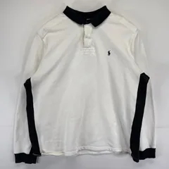古着 ポロバイラルフローレン Polo by Ralph Lauren 長袖 ポロシャツ 大きいサイズ ツートン 厚手ワンポイントロゴ 2XL  ホワイト メンズ