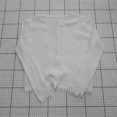 ◇ ⊂ プティマイン petit main フリルリブカーディガン ホワイト系 レディース E  【1511110024286】