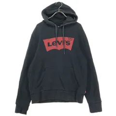 Levi's リーバイス 英字 長袖 パーカー S ブラック メンズ 古着